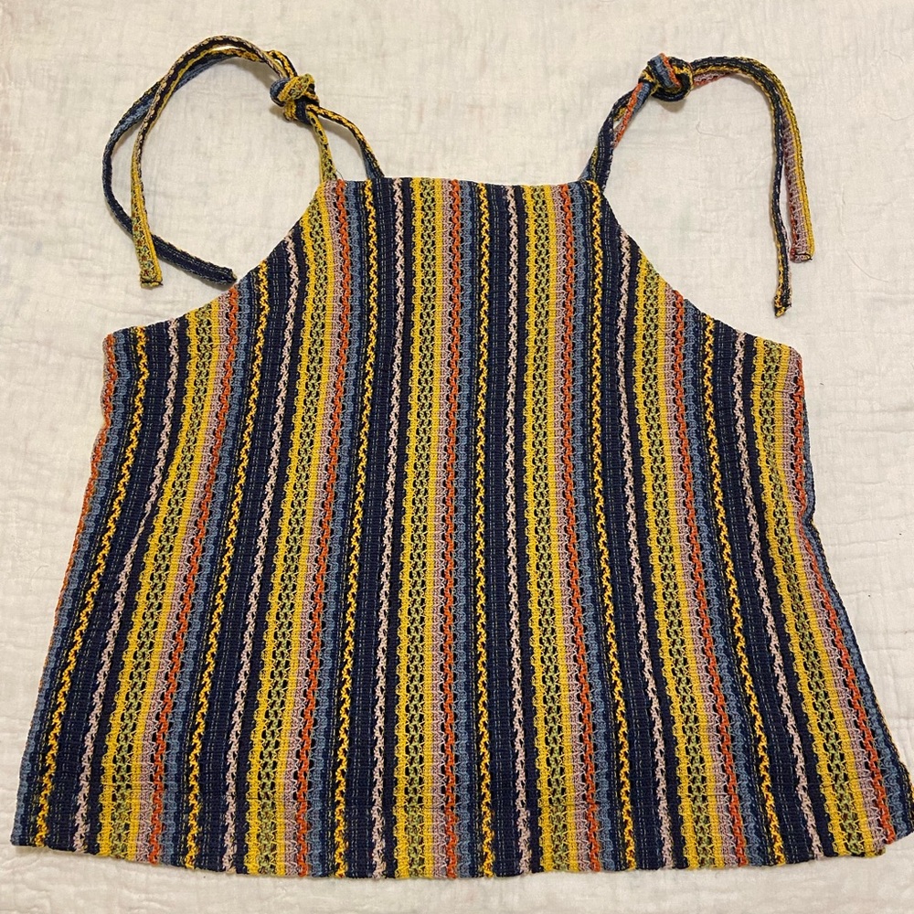 NWT Madewell Woven Tank Top with Tie Shoulders, Size Large